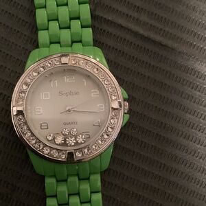 Vintage Unworn Sophie Green Ladies Quartz watch W/ Faux diamonds